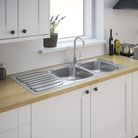 Évier de cuisine inox "turing" - 2 cuves - Brico Dépôt