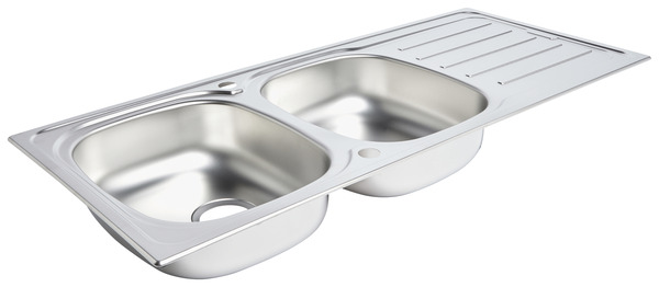 Évier inox nid d'abeille " nakaya" - 2 cuves - Cooke and Lewis - Brico Dépôt