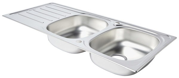 Évier inox nid d'abeille " nakaya" - 2 cuves - Cooke and Lewis - Brico Dépôt