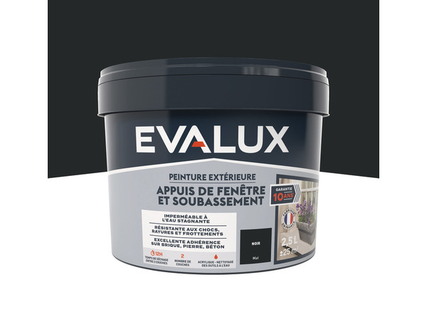 Peinture extérieure appuis fenêtre 2,5 L noir mat - Evalux - Brico Dépôt
