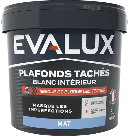 Peinture Blanche intérieure plafonds Mat 5 L - Evalux - Brico Dépôt