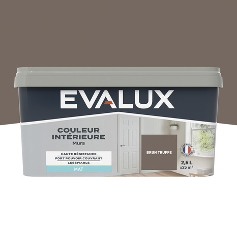 Peinture mur intérieur Mat 2,5 L Marron truffe - Evalux - Brico Dépôt
