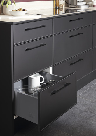 Façade 1 tiroir + 2 casseroliers 60cm "Heline"noir mat - L. 59.7 x H. 71.5cm - Cooke and Lewis - Brico Dépôt
