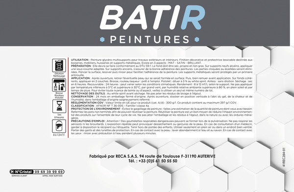 Peinture blanche glycero 2 en 1 mat 10 L - Brico Dépôt