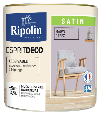 Peinture mur intérieur Satin 0,5 L Violet carex - Ripolin - Brico Dépôt