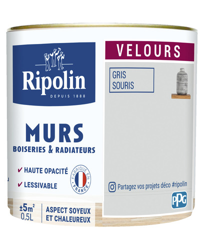 Peinture intérieur Velours 0,5 L Gris souris - Ripolin - Brico Dépôt