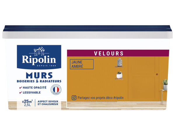 Peinture intérieur Velours 2,5 L Jaune ambre - Ripolin - Brico Dépôt