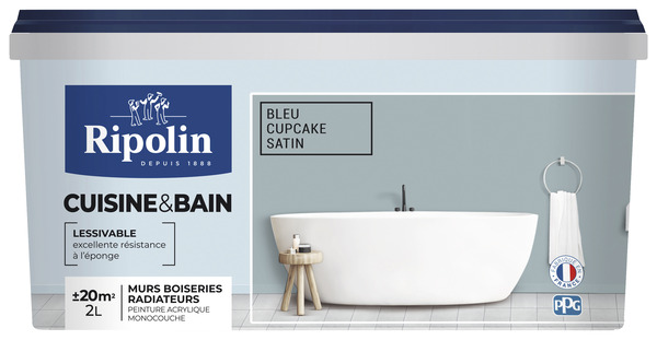 Peinture intérieur Satin 2 L Bleu cupcake - Ripolin - Brico Dépôt