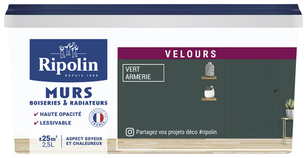 Peinture intérieur Velours 2,5 L Vert armerie - Ripolin - Brico Dépôt