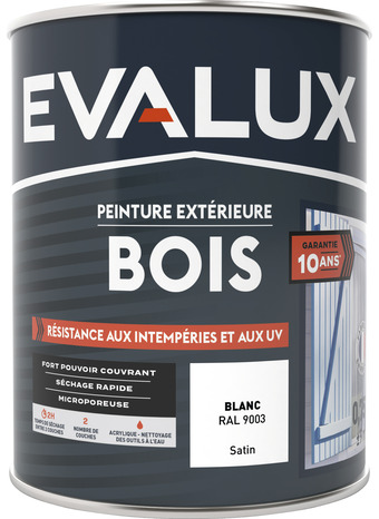 Peinture extérieur bois 0,75 L blanc satin - Evalux - Brico Dépôt