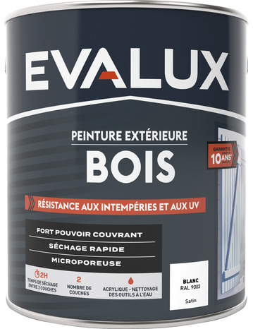 Peinture extérieur bois 2,5 L blanc satin - Evalux - Brico Dépôt