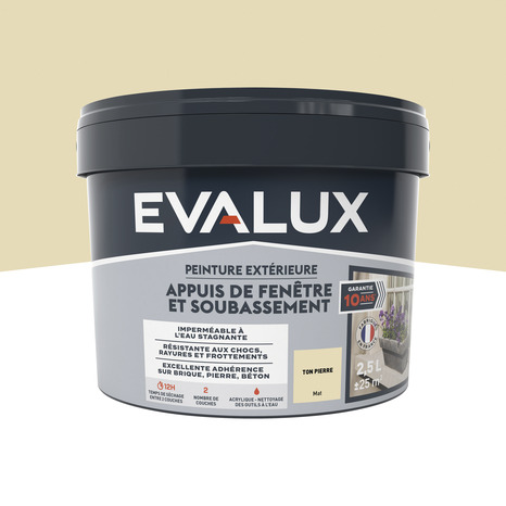 Peinture extérieure appuis fenêtre 2,5 L ton pierre mat - Evalux - Brico Dépôt