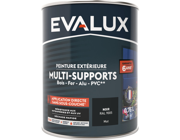 Peinture extérieure Satin multi supports 0,75 L noir - Evalux - Brico Dépôt