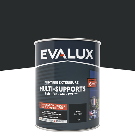 Peinture extérieure Satin multi supports 0,75 L noir - Evalux - Brico Dépôt
