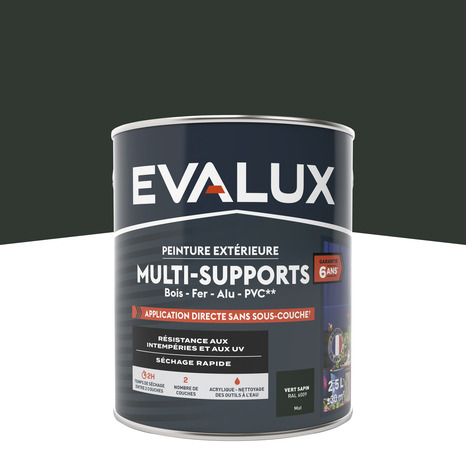 Peinture extérieure Satin multi supports 2,5 L vert sapin - Evalux - Brico Dépôt