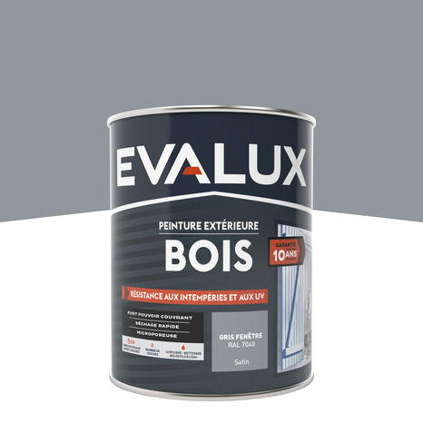Peinture extérieur bois 0,75 L gris fenêtre satin - Evalux - Brico Dépôt