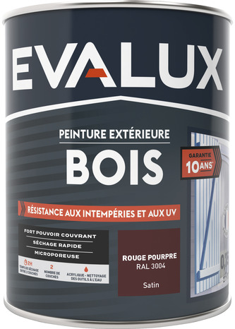 Peinture extérieur bois 0,75 L pourpre satin - Evalux - Brico Dépôt