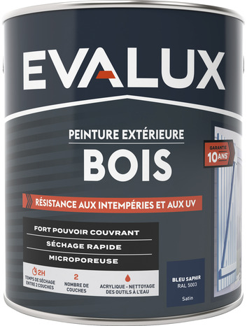 Peinture extérieur bois 2,5 L saphir satin - Evalux - Brico Dépôt