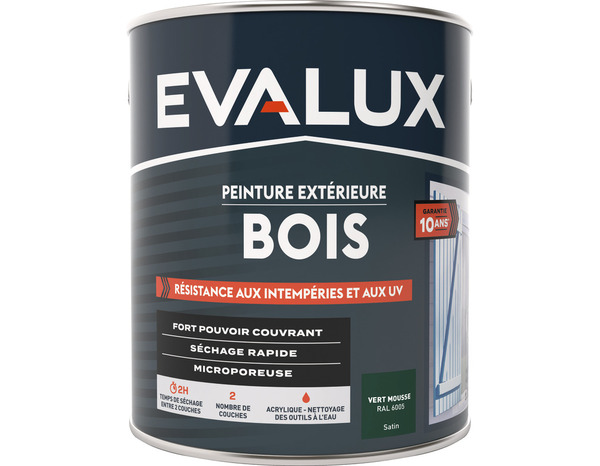 Peinture extérieur bois 2,5 L vert mousse satin - Evalux - Brico Dépôt