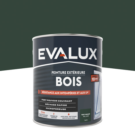 Peinture extérieur bois 2,5 L vert mousse satin - Evalux - Brico Dépôt