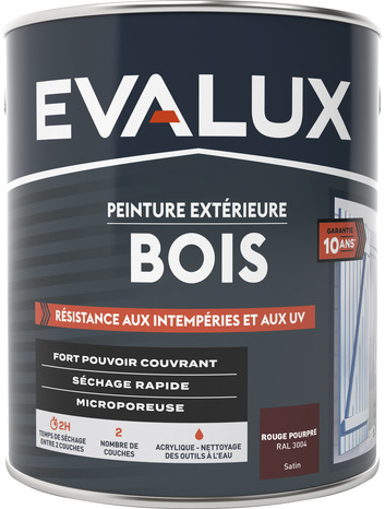 Peinture extérieur bois 2,5 L pourpre satin - Evalux - Brico Dépôt