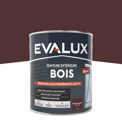 Peinture extérieur bois 2,5 L pourpre satin - Evalux - Brico Dépôt