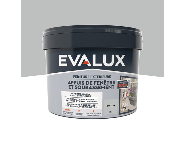 Peinture extérieure appuis fenêtre 2,5 L gris clair mat - Evalux - Brico Dépôt