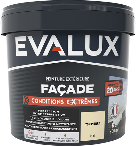 Peinture façade extrême 5 L ton pierre mat - Evalux - Brico Dépôt