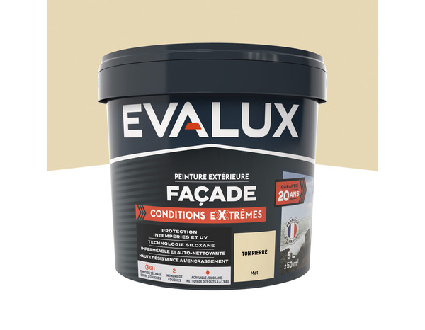 Peinture façade extrême 5 L ton pierre mat - Evalux - Brico Dépôt