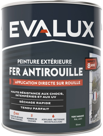 Peinture extérieure métal 2,5 L vert mousse brillant - Evalux - Brico Dépôt