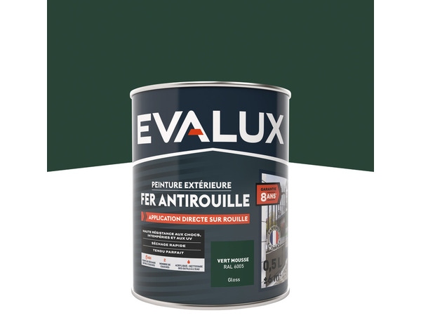 Peinture extérieure métal 0,5 L vert mousse brillant - Evalux - Brico Dépôt