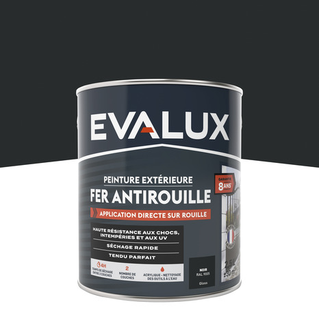 Peinture extérieure métal 2,5 L noir brillant - Evalux - Brico Dépôt