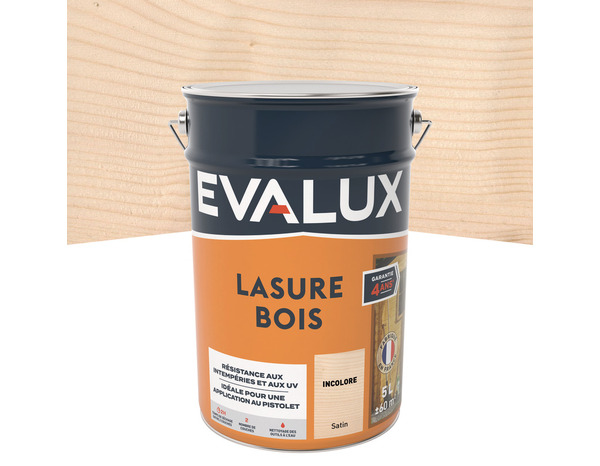 Lasure bois extérieur incolore - 5 L satin - Evalux - Brico Dépôt
