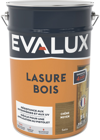 Lasure chêne moyen 5 L satin - Evalux - Brico Dépôt