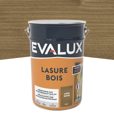 Lasure chêne moyen 5 L satin - Evalux - Brico Dépôt