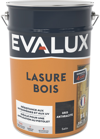 Lasure anthracite 5 L satin - Evalux - Brico Dépôt