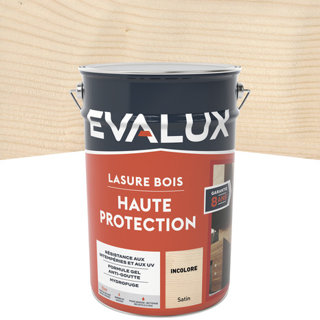 Lasure bois extérieur incolore 5 L satin - Evalux - Brico Dépôt