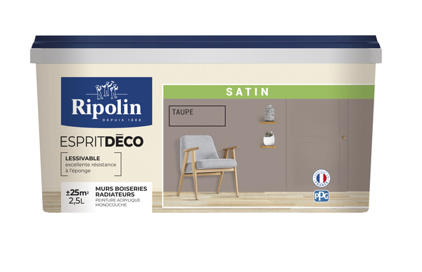 Peinture mur intérieur Satin 2,5 L Marron - Ripolin - Brico Dépôt