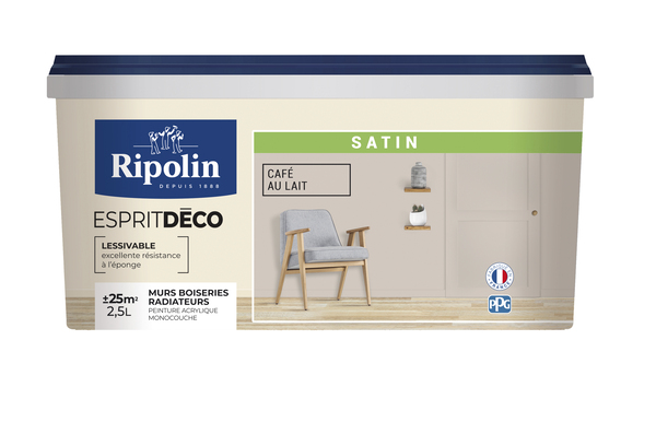 Peinture mur intérieur Satin 2,5 L cafe au lait - Ripolin - Brico Dépôt