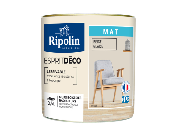 Peinture mur intérieur Mat 0,5 L Beige glaise - Ripolin - Brico Dépôt