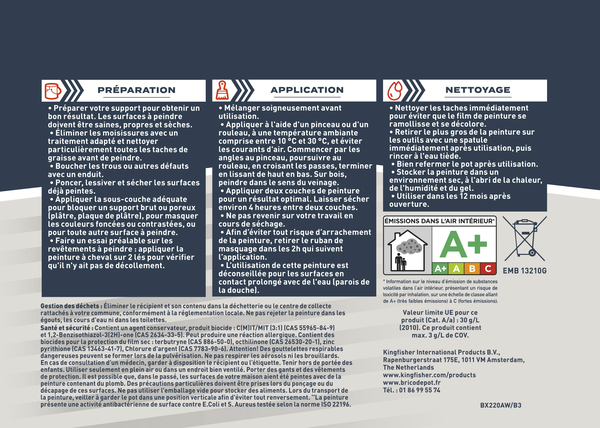 Peinture salle de bain et cuisine Satin 2,5 L Blanc pur - Evalux - Brico Dépôt