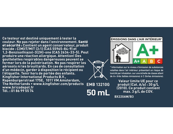 Testeur Peinture mur intérieur Mat 0,05 L Gris acier - Evalux - Brico Dépôt