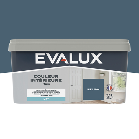Peinture mur intérieur Mat 2,5 L Bleu - Evalux - Brico Dépôt
