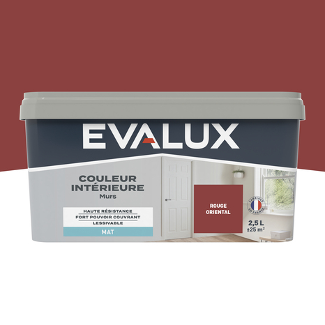 Peinture mur intérieur Mat 2,5 L Rouge oriental - Evalux - Brico Dépôt
