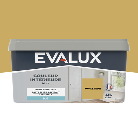 Peinture mur intérieur Mat 2,5 L Jaune safran - Evalux - Brico Dépôt