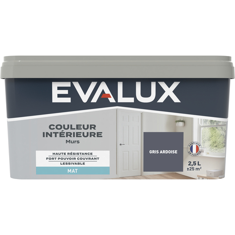 Peinture mur intérieur Mat 2,5 L Gris ardoise - Evalux - Brico Dépôt