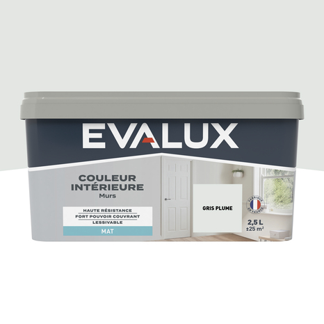 Peinture mur intérieur Mat 2,5 L Gris plume - Evalux - Brico Dépôt