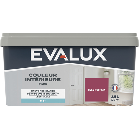 Peinture mur intérieur Mat 2,5 L Rose fuchsia - Evalux - Brico Dépôt