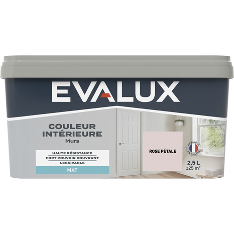 Peinture mur intérieur Mat 2,5 L Rose pétale - Evalux - Brico Dépôt