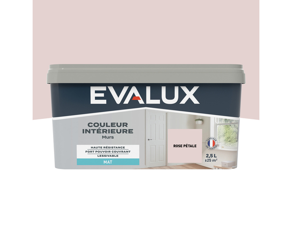 Peinture mur intérieur Mat 2,5 L Rose pétale - Evalux - Brico Dépôt